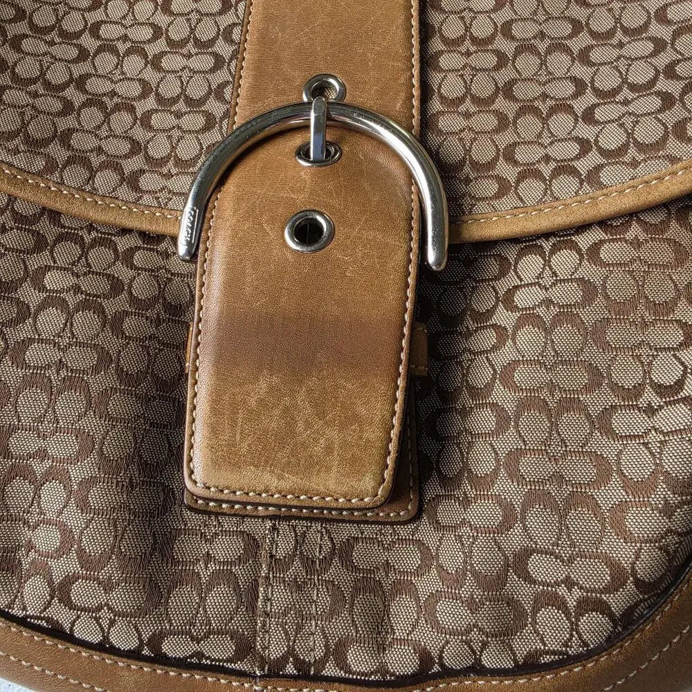 Vintage Coach Signature Soho Bag 6808 Medium Brown Canvas CC Leather Shoulder